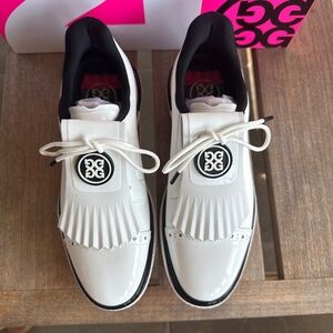 G/FORE Gallivan2r Brogue Kiltie Cap Toe Golf Shoe Women's 7.5 Snow / Onyx NEW